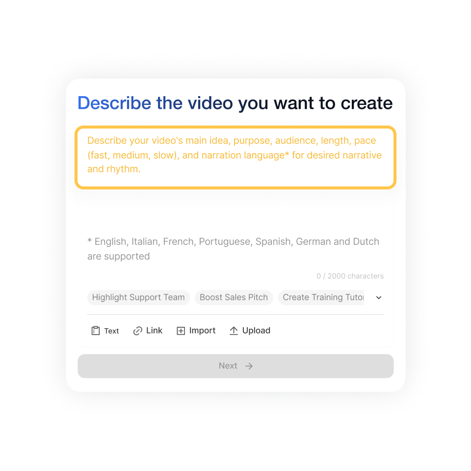 Customize AI instructions inside the personalized lead video creator to define tone, pacing, and branding.